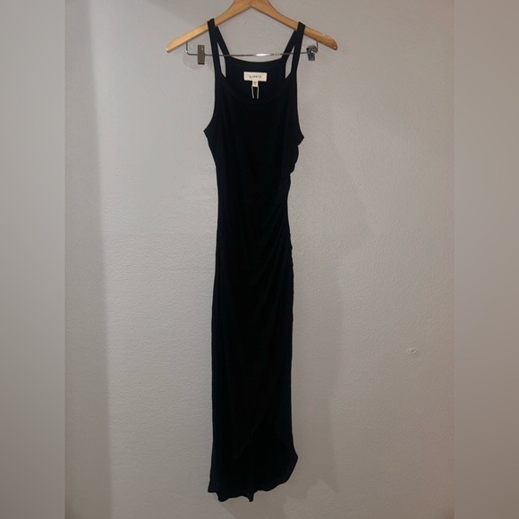 L*Space Bardot Dress Black Asymmetric Hem Sleeveless - Picture 3 of 10